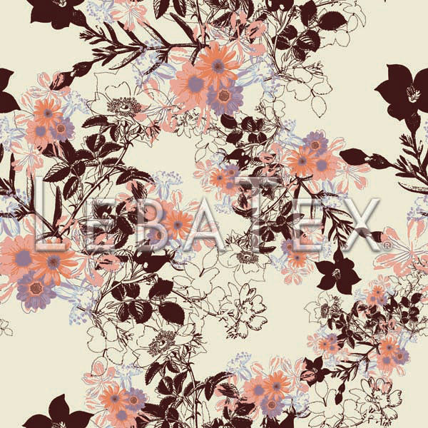 LebaTex Botanical Sketch-Tea Customizable M.O.D. Fabric